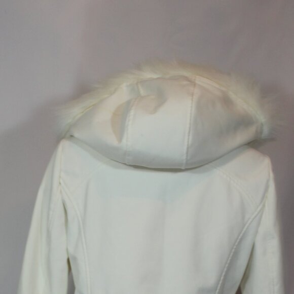 Via Spiga white  hooded fur zip ladies  light  quilted pattern coat  size small - Picture 4 of 8